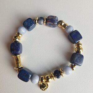 Talbots Precious Moments Stretch Bracelet Semi Precious Stones Shades Of Blue